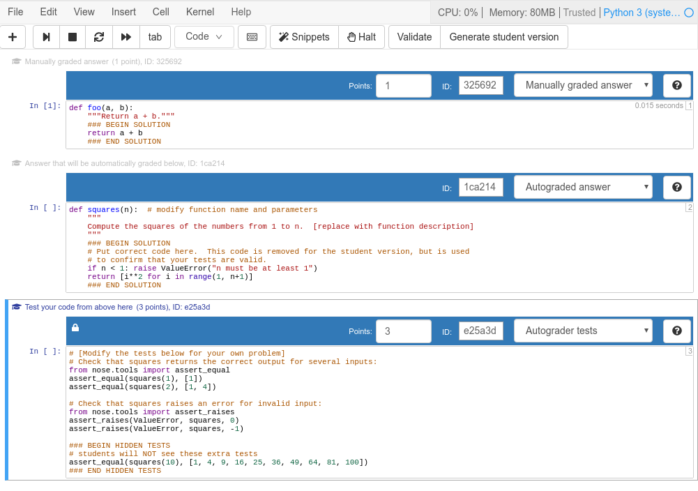 Creating an NBGrader-enhanced Jupyter notebook